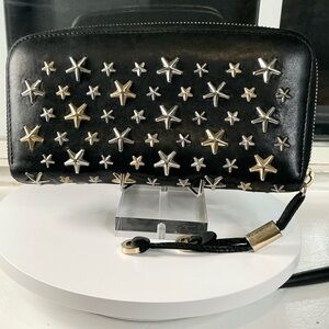 Jimmy Choo Black Wallet with Star Studs